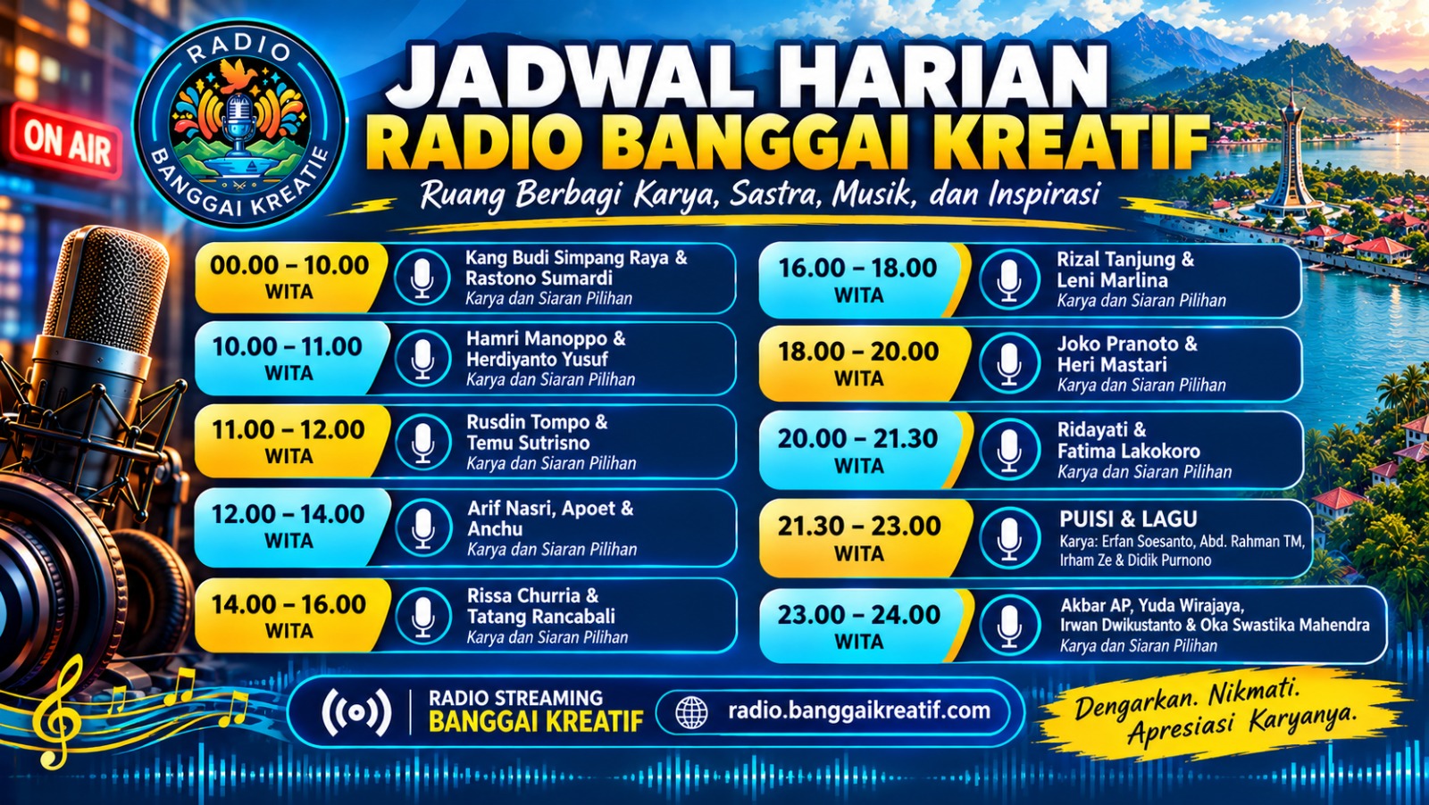 Radio Banggai Kreatif Hadirkan Jadwal Siaran Harian, Jadi Ruang Berbagi Karya, Sastra, Musik, dan Inspirasi