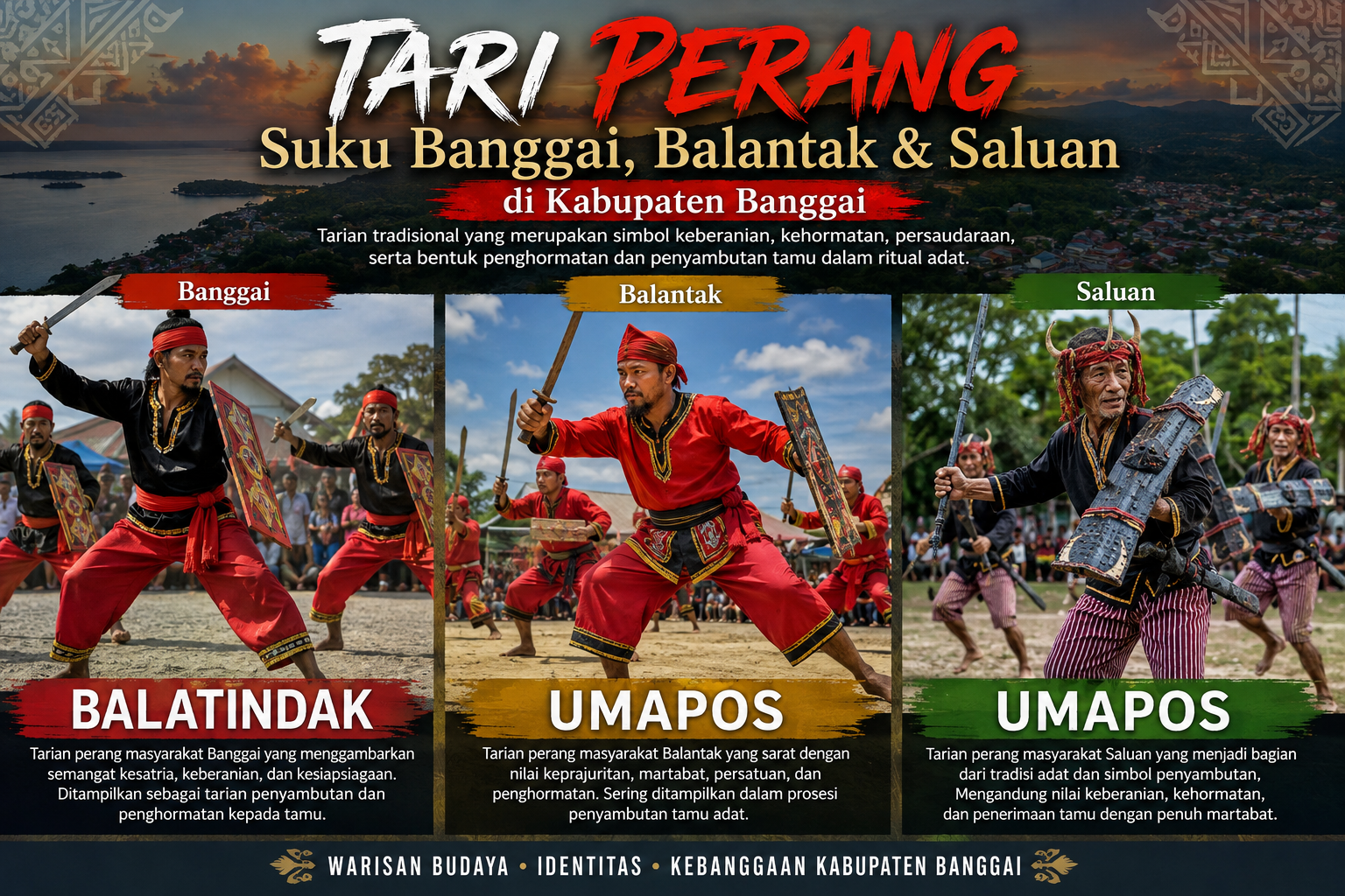 Tari Perang Banggai, Balantak, dan Saluan: Warisan Budaya dan Simbol Penyambutan Tamu di Kabupaten Banggai